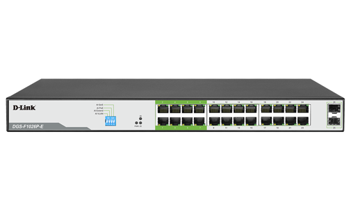 D-Link 26-Port Gigabit PoE Switch with 24PoE+ (8 Long Reach) 2 SFP Uplinks 