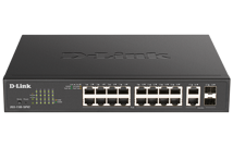 D-Link 18-Port Gigabit Smart Managed Switch with 16 PoE+ and 2 Combo RJ45/SFP ports. PoE budget 130W
