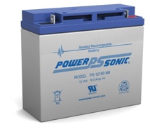 Battery, PowerSonic, Sealed Lead Acid, 12V 18AH with Nuts & Bolts